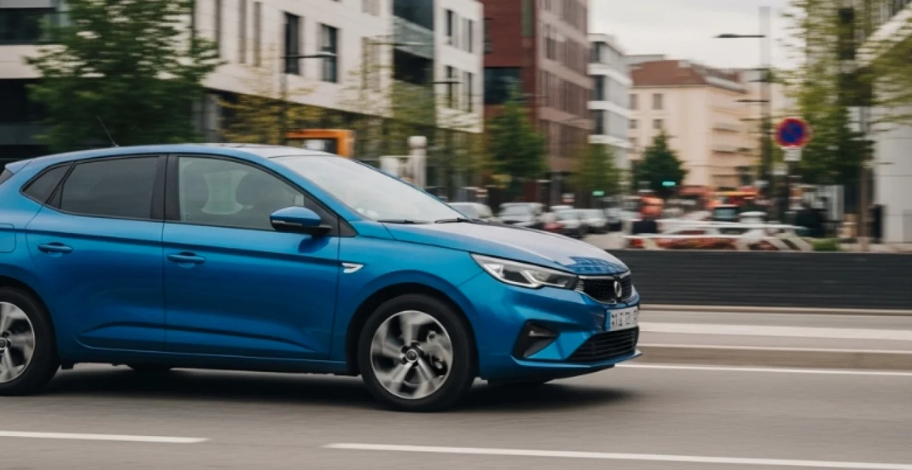 voiture qui roule dans un milieu urbain